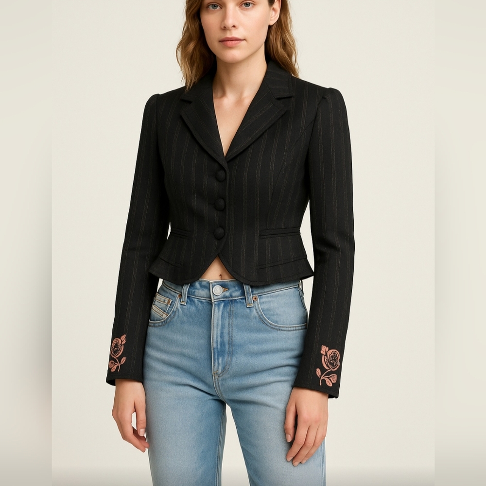 Guess Jacket Cropped With Ruffles